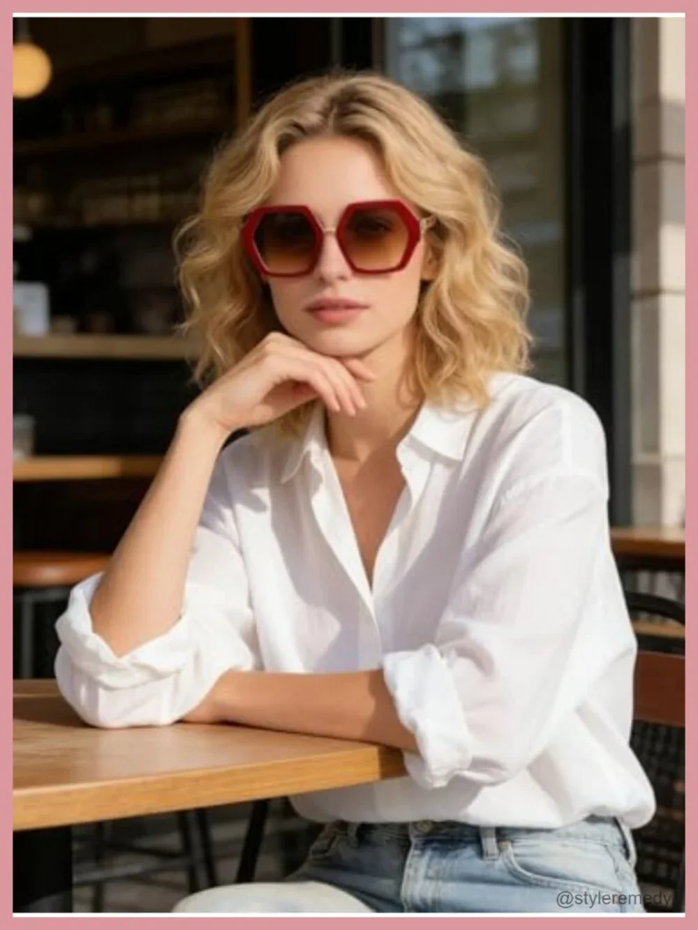 Oversized Retro Hexagonal Sunglasses UV400 Protection Polycarbonate Frame